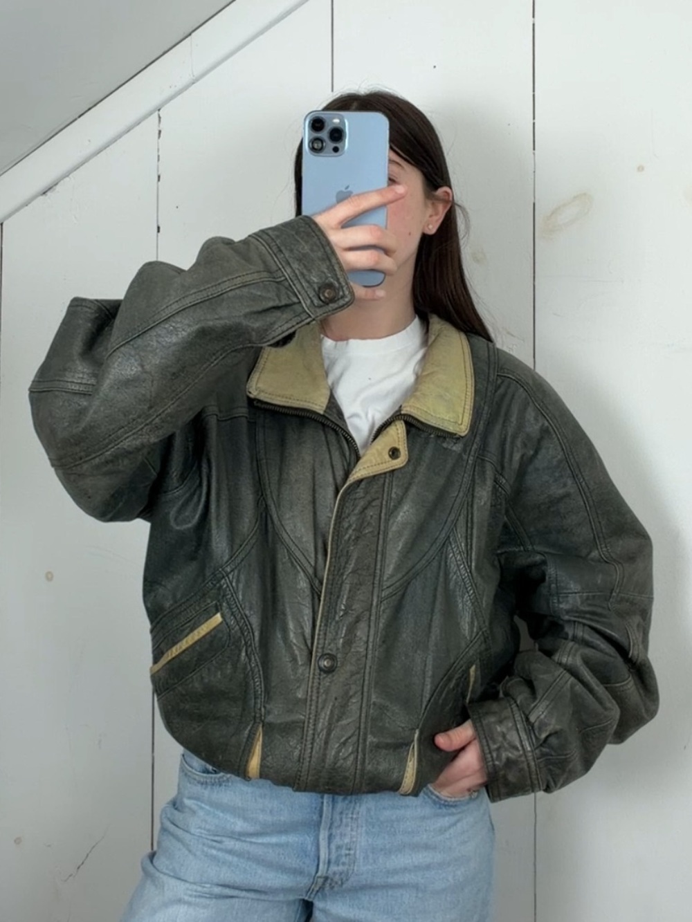 Vintage Wilsons Adventure Bound Distressed Patina Leather Bomber Jacket Men’s XL